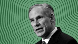 Photographic illustration of Texas Gov. Greg Abbott with lines extending from him.